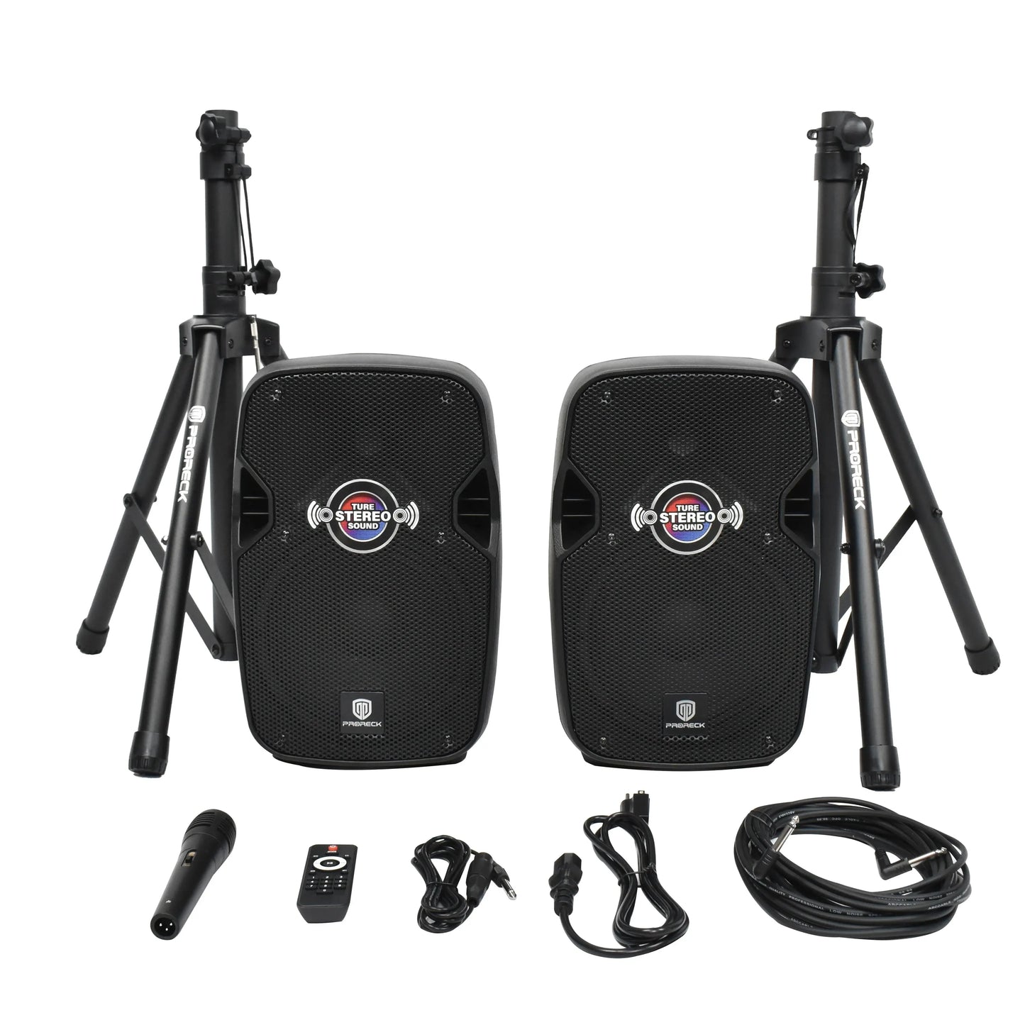 PRORECK 8" Portable PA System - 650W Peak Power Bluetooth Speaker with Microphone, Stands & Remote for Karaoke, DJ Parties