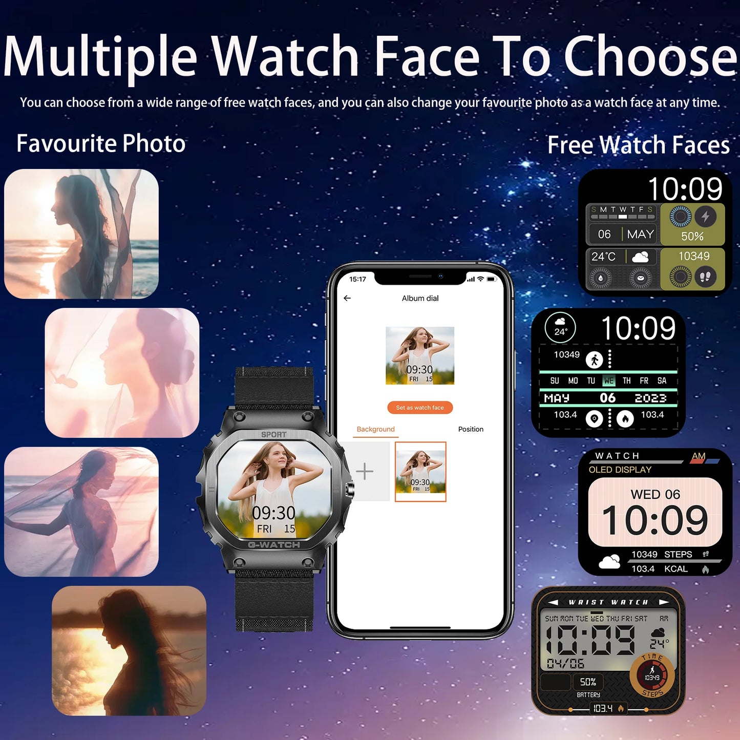 Unisex Smart Watch,1.57"Sports Smartwatch with Wireless Call/Flashlight,Fitness Watch,Ideal Gift for Fitness/Outdoor Enthusiasts