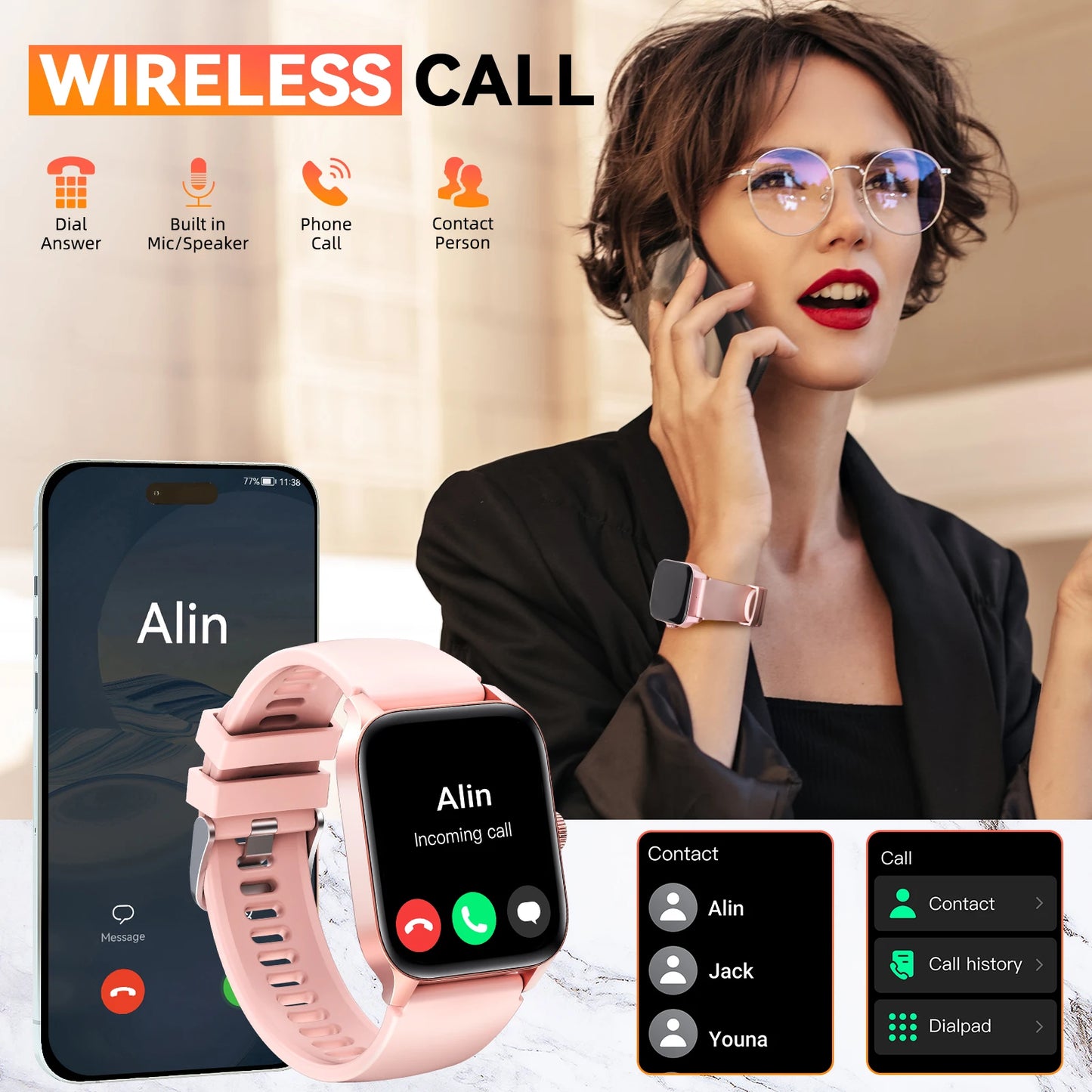 LaNikar New Smart Watch QS56 For Men And Women 1.83" TFT Bluetooth Call Sports Watch Health Monitor IP67 Waterproof Custom Dial