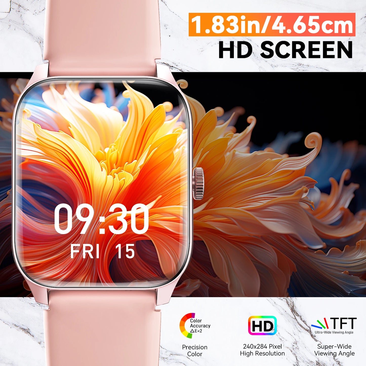 LaNikar New Smart Watch QS56 For Men And Women 1.83" TFT Bluetooth Call Sports Watch Health Monitor IP67 Waterproof Custom Dial