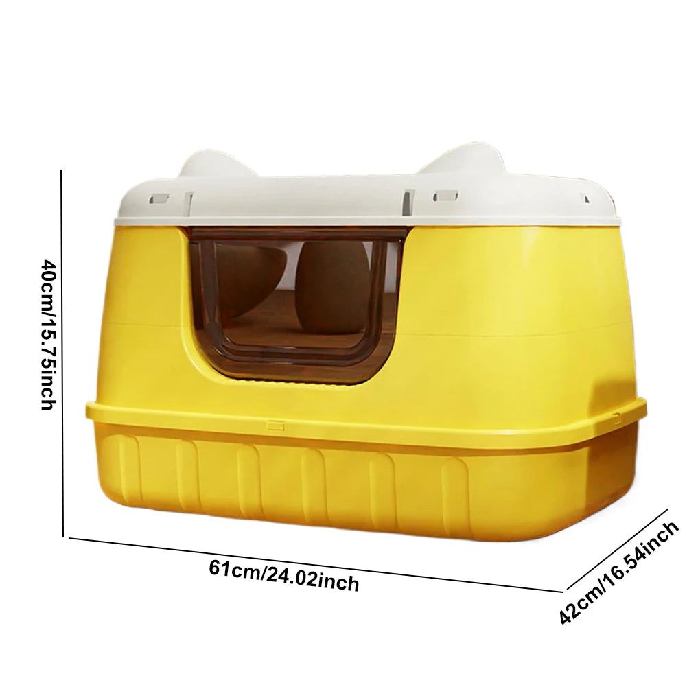 Cat Bedpans Anti Splashing Cat Litter Pan with Scoop Kitty Litter Tray with Lid for Larger Cat Breeds Or Multiple Cat Households