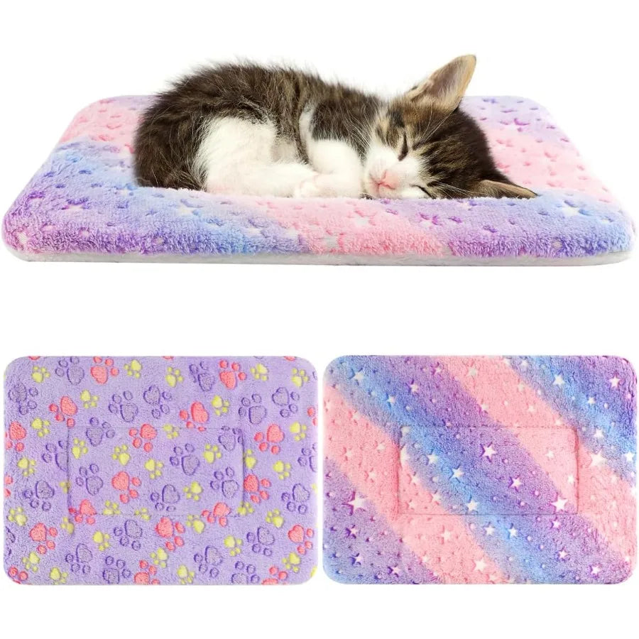 2 Pack Fuzzy Pet Blanket for Indoor Cats and Small Dogs: Warm Calming Bed for Anxiety Relief Washable Mat Ideal for Crates Kitt