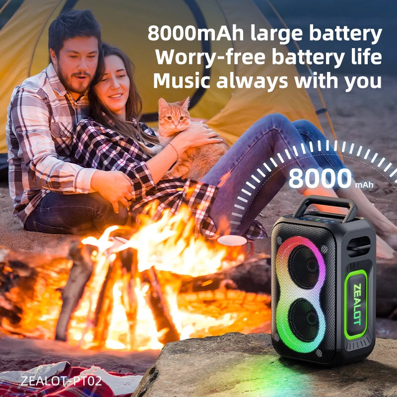 Zealot_PT02 Bluetooth Speaker,Ultra Portable, Up to 12H Playtime,IPX6 Waterproof and Dustproof,Powerful Sound for outdoor