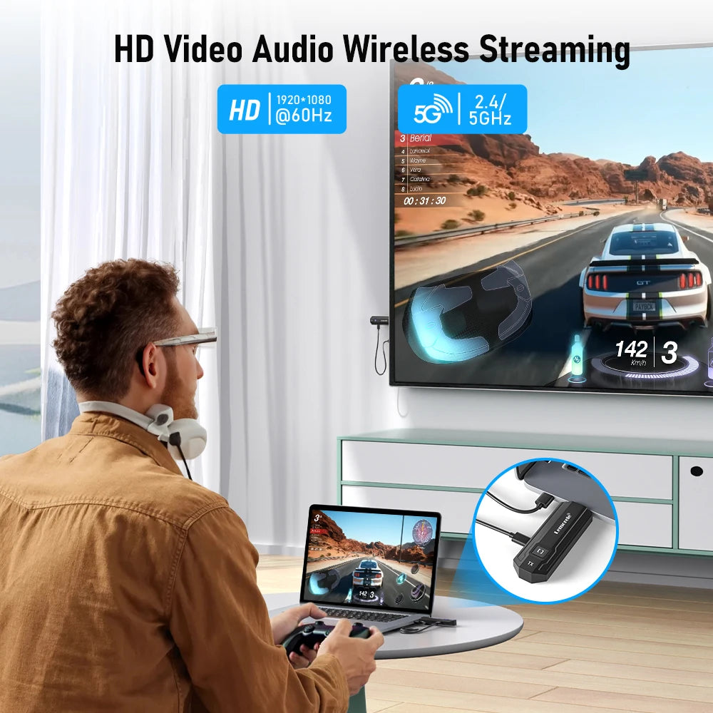 Lemorele P20 50M HDMI Wireless Transmitter And Receiver Multiple to 1 Display For Camera Laptop PC To TV Monitor Projector