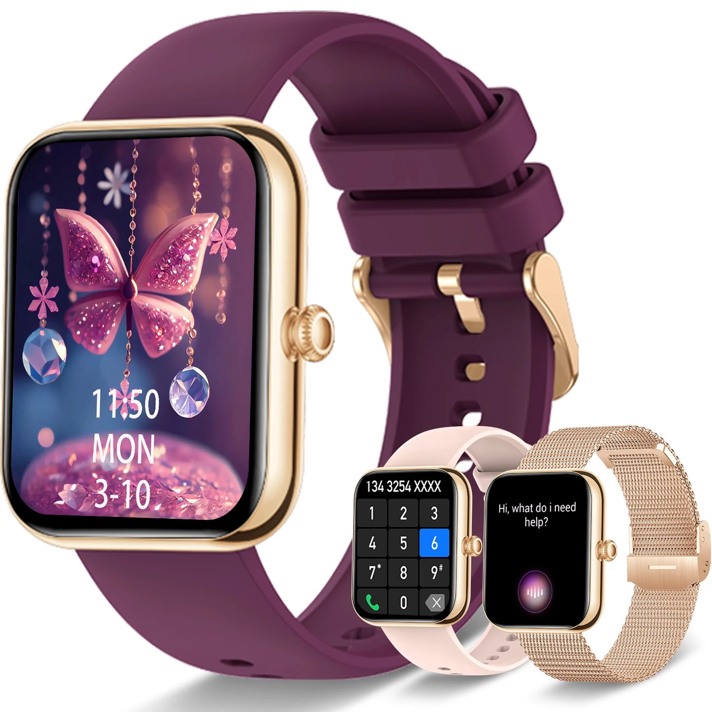 1.85"Smart Watch for Women/Men (Answer/Make Calls)Fitness Tracker Watch for iPhone/Android Phones, Pedometer, QR Code Payment/Sp