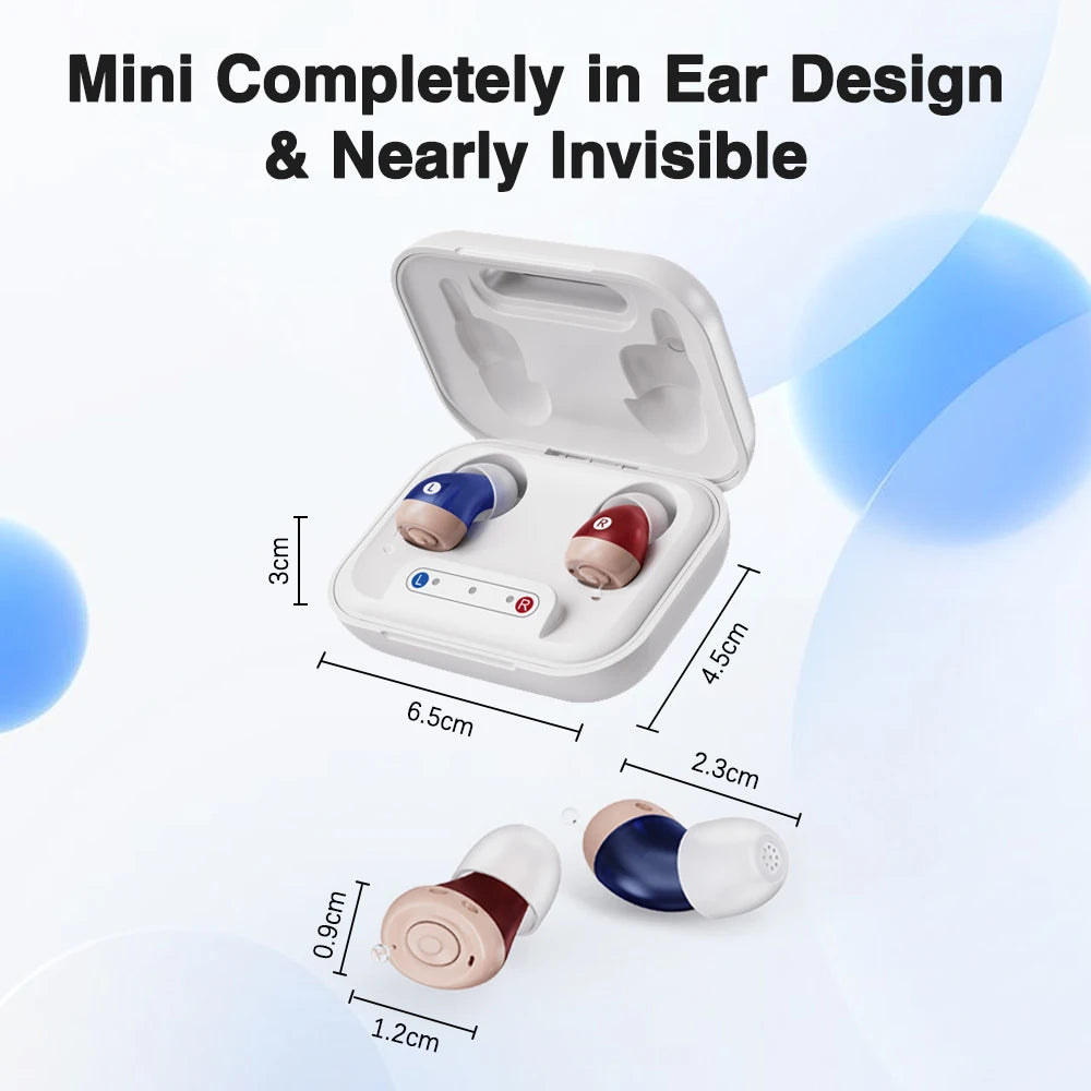 1 Pair Mini Hearing Aids Rechargable In Ear Hearing Amplifier Sound Enhancer Fashion Design